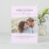 Cute Script Light Paars Photo Overlay Wedding Kaart (Staand voorkant)