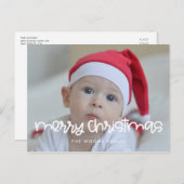 Cute script Merry kerstfoto Briefkaart (Voorkant / Achterkant)