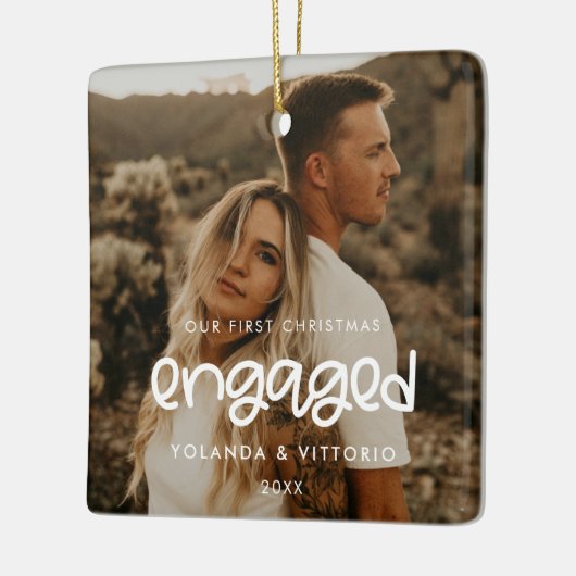 Cute script Our First kerstaing Photo Keramisch Ornament (Links)