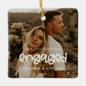 Cute script Our First kerstaing Photo Keramisch Ornament (Voorkant)