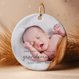 Cute script Our First Kerstas als grootouders Keramisch Ornament