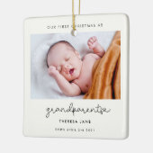Cute script Our First Kerstas als grootouders Keramisch Ornament (Links)