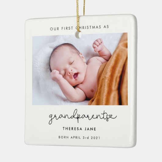 Cute script Our First Kerstas als grootouders Keramisch Ornament (Links)