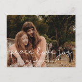 Cute script Peace Love Joy Feestdagenkaart (Voorkant)