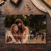 Cute script Peace Love Joy Feestdagenkaart