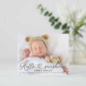 Cute Script Photo Budget Birth Notice Cards (Staand voorkant)