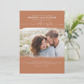 Cute Script Terracotta-foto-overlay bruiloft Kaart (Staand voorkant)