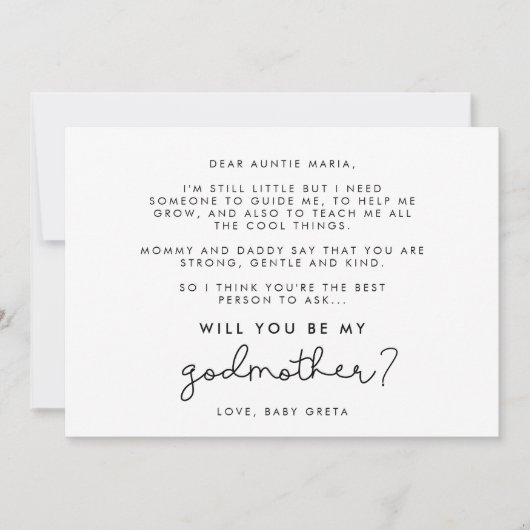 Cute script zal je mijn Godmoeder card zijn. Kaart (Voorkant)