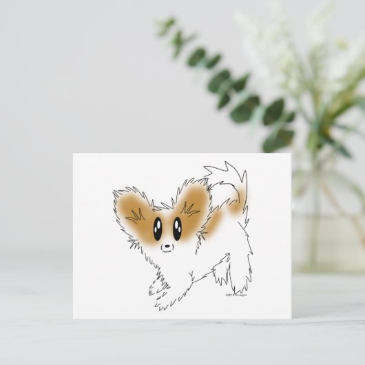 Cute Scruffy Papillon Puppy Dog Briefkaart (Staand voorkant)