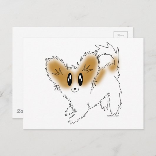 Cute Scruffy Papillon Puppy Dog Briefkaart (Voorkant / Achterkant)
