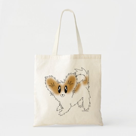 Cute Scruffy Papillon Puppy Dog Canvas tas (Voorkant)