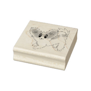 Cute Scruffy Papillon Puppy Dog Rubber Stamp Rubberstempel