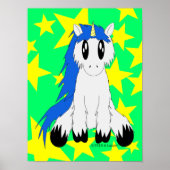 Cute Scruffy Unicorn Poster (blauw) (Voorkant)