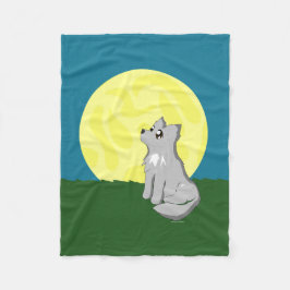 Cute Scruffy Wolf met Moon Blanket Fleece Deken