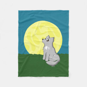 Cute Scruffy Wolf met Moon Blanket Fleece Deken