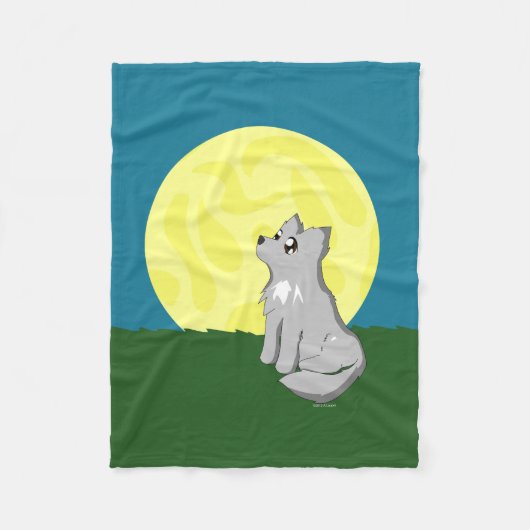 Cute Scruffy Wolf met Moon Blanket Fleece Deken (Voorkant)