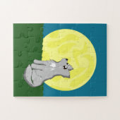 Cute Scruffy Wolf met Moon Kinder Puzzle Legpuzzel (Horizontaal)
