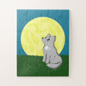 Cute Scruffy Wolf met Moon Kinder Puzzle Legpuzzel (Verticaal)