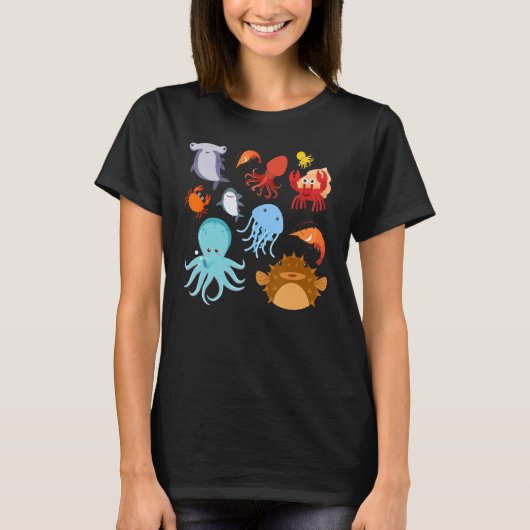 Cute Sea Animals Ocean Creatures Clownfish T-shirt (Voorkant)