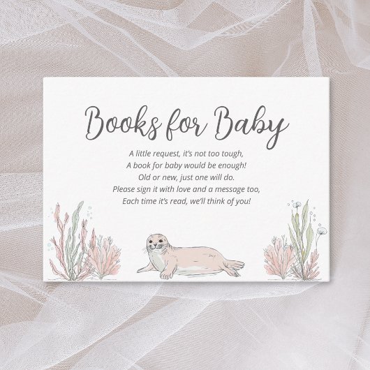 Cute Sea Coastal Baby Shower Books for Baby Informatiekaartje