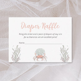 Cute Sea Coastal Crab Baby Shower Diaper Raffle Informatiekaartje
