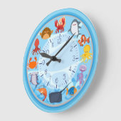 Cute Sea Creature Blue Round Wall Clock Grote Klok (Hoek)