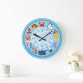 Cute Sea Creature Blue Round Wall Clock Grote Klok (Huis)