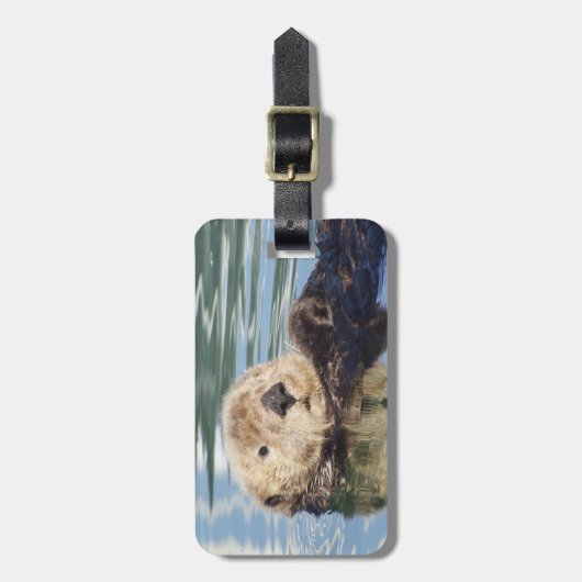 Cute sea otter bagagelabel (Voorkant verticaal)