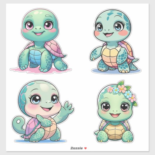 Cute Sea Turtle Custom-Cut Vinyl Sticker (Vel)