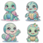 Cute Sea Turtle Custom-Cut Vinyl Sticker (Voorkant)