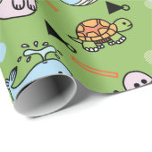 Cute sea turtle dolphin animals pattern wrapping p cadeaupapier (Rol Hoek)