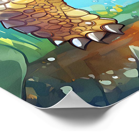 Cute Sea Turtle in the Ocean Cartoon Personalized Poster (Hoek)