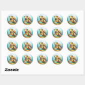 Cute Sea Turtle in the Ocean Cartoon Ronde Sticker (Vel)