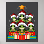 Cute Sea Turtle Le Ocean Christmas Tree Xmas Hat L Poster (Voorkant)