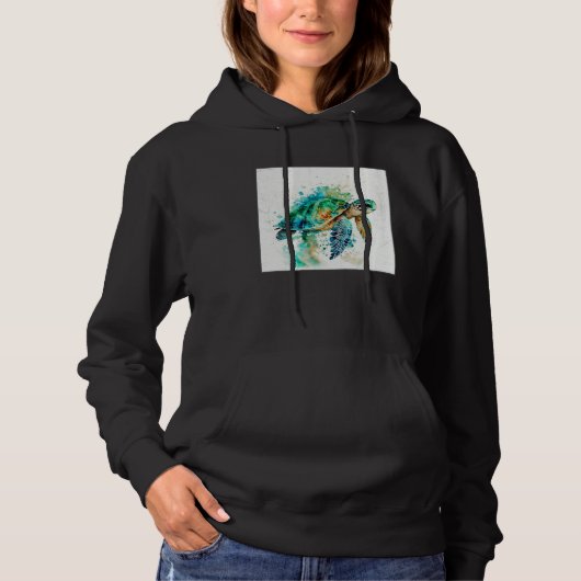 Cute Sea Turtle Paint Splatter Illustration Colorf Hoodie (Voorkant)