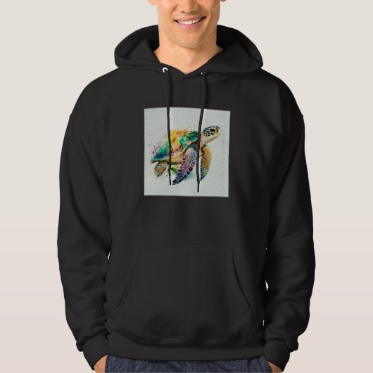Cute Sea Turtle Paint Splatter Illustration Colorf Hoodie (Voorkant)