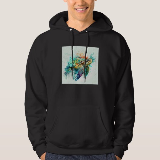 Cute Sea Turtle Paint Splatter Illustration Colorf Hoodie (Voorkant)