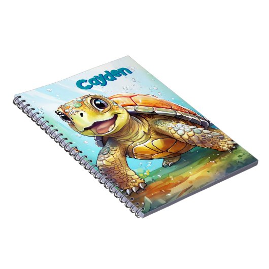 Cute Sea Turtle Personalized Notitieboek (Rechterzijde)
