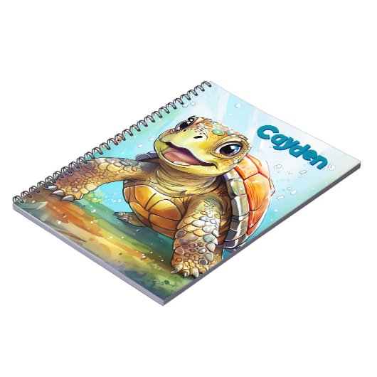 Cute Sea Turtle Personalized Notitieboek (Linkerzijde)