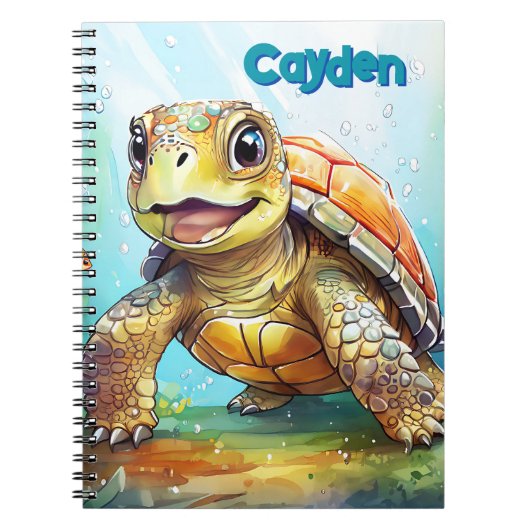 Cute Sea Turtle Personalized Notitieboek (Voorkant)