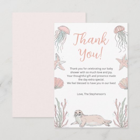 Cute Sea You Soon Baby Shower Coastal Theme Bedankkaart (Voorkant / Achterkant)
