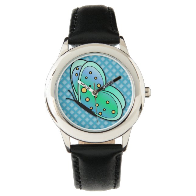 Cute Seafoam Green and Yellow Butterfly Watch Horloge (Voorkant)