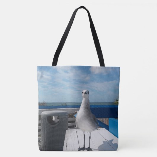 Cute Seagull Afbeelding Beach Print Tote Bag (Voorkant)