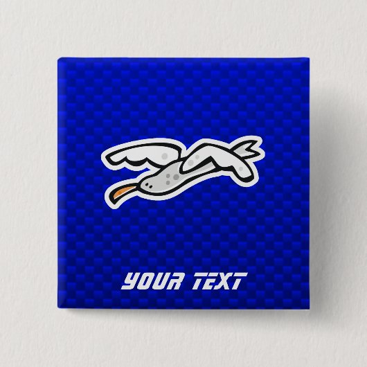 Cute Seagull Blauw Vierkante Button 5,1 Cm (Voorkant)