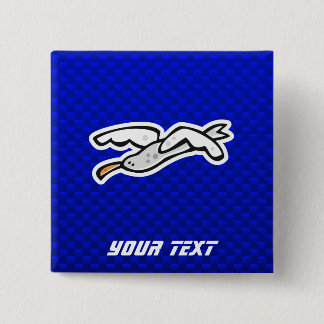 Cute Seagull Blauw Vierkante Button 5,1 Cm