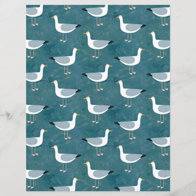 Cute Seagull Double Sided Scrapbook Paper (Voorkant)