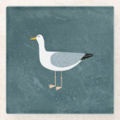 Cute Seagull Glazen Onderzetter (Voorkant)