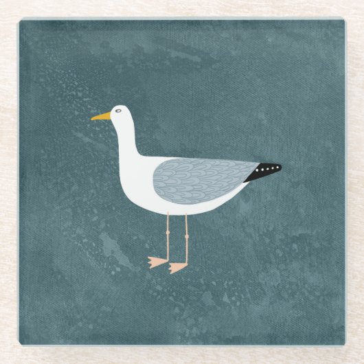 Cute Seagull Glazen Onderzetter (Voorkant)