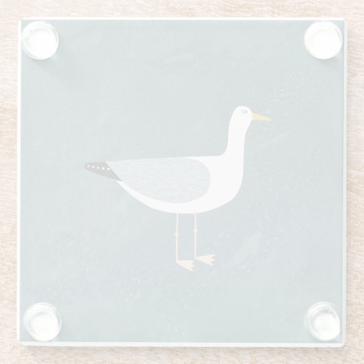 Cute Seagull Glazen Onderzetter (Achterkant)