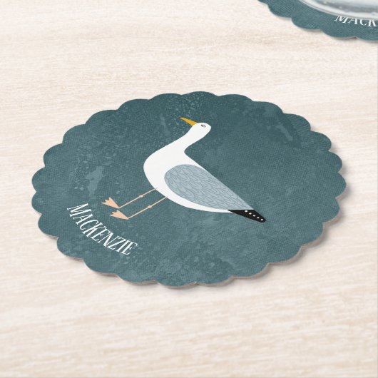 Cute Seagull Name Kartonnen Onderzetters (Gekanteld)